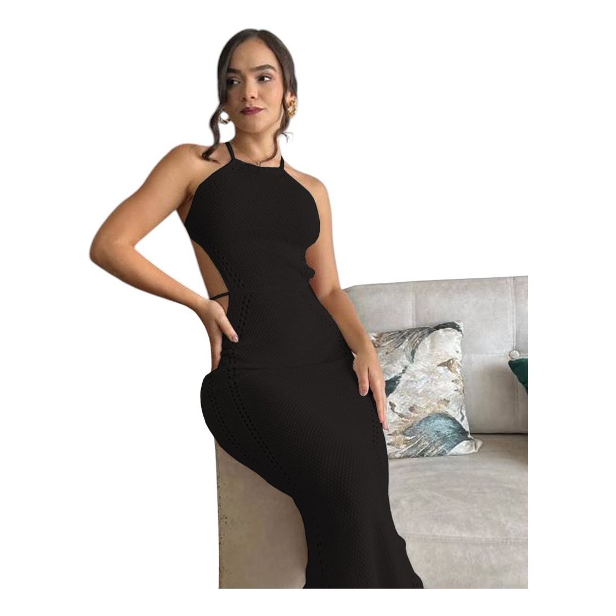GENERICO - Vestido Mujer Hilo Maxi G359-28 Color Negro