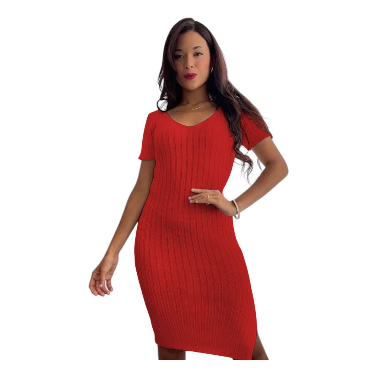 GENERICO - Vestido Mujer Hilo Mcorta G359-22 Color Rojo