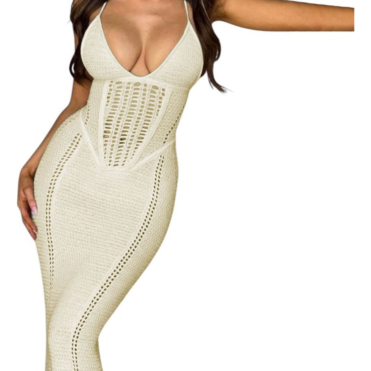 GENERICO - Vestido Mujer Hilo Escote G359-29 Color Perla