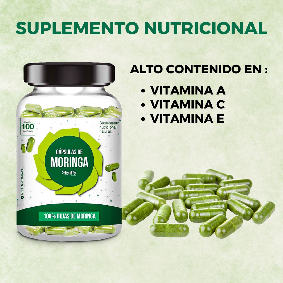 GENERICO - CÁPSULAS DE HOJA DE MORINGA - BIOLIFFE