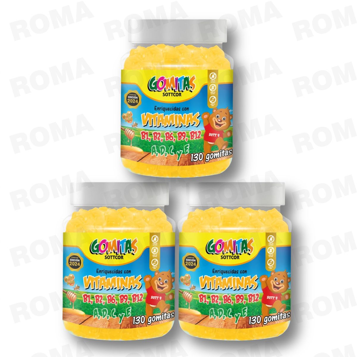 GENERICO - PACK 3 MULTIVITAMINAS NIÑOS 390 UND SOTTCOR LABS