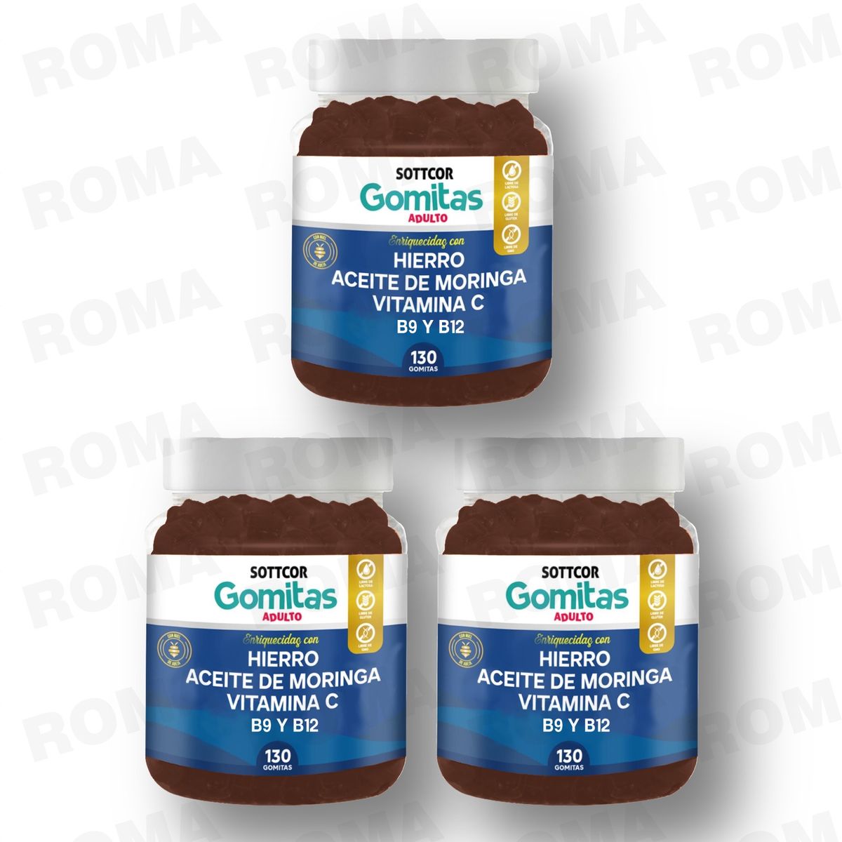 GENERICO - PACK 3 GOMITAS HIERRO 390 UND SOTTCOR LABS