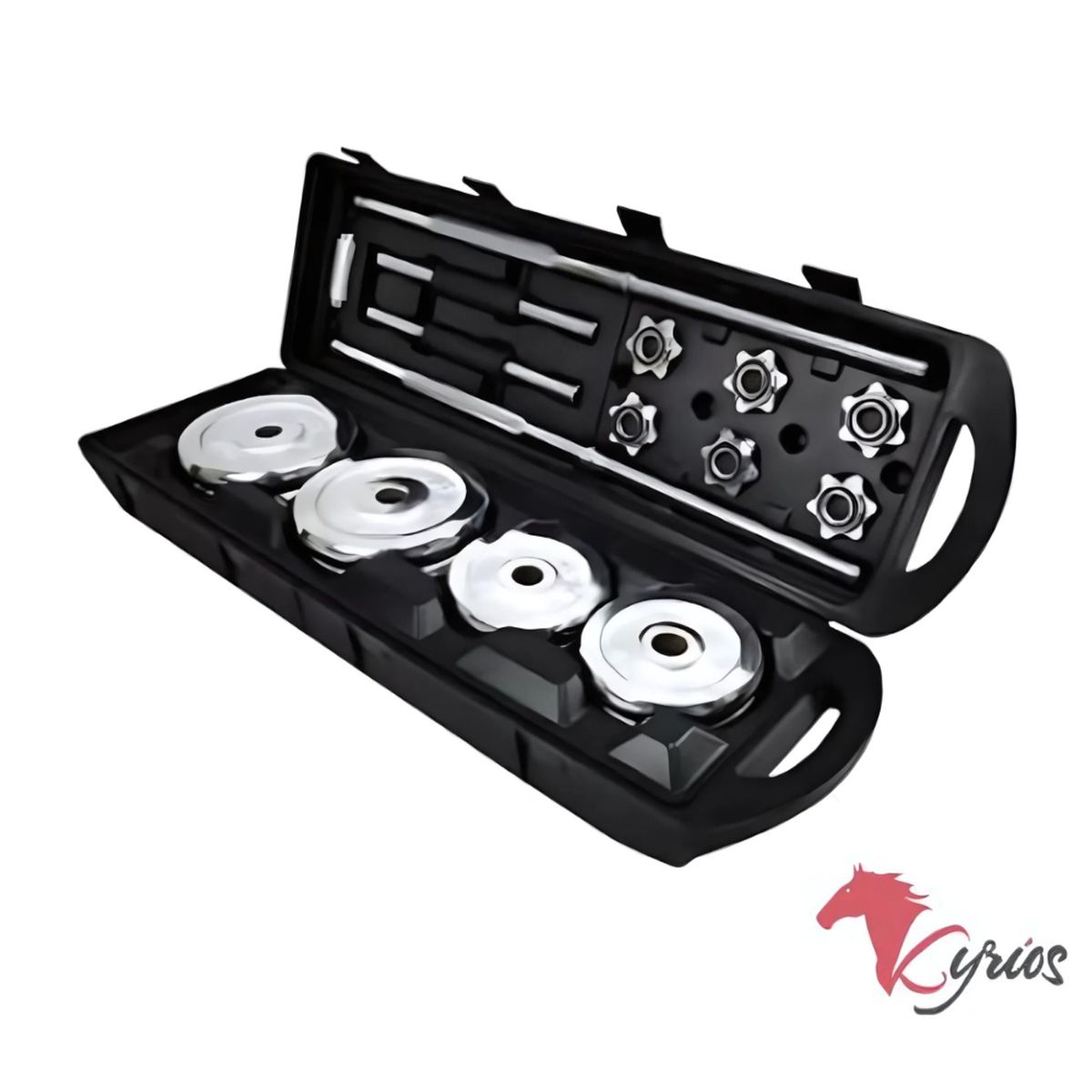 GENERICO - Set 50 Kilos Mancuernas Pesas Cromadas Maletin Y Barra Recta