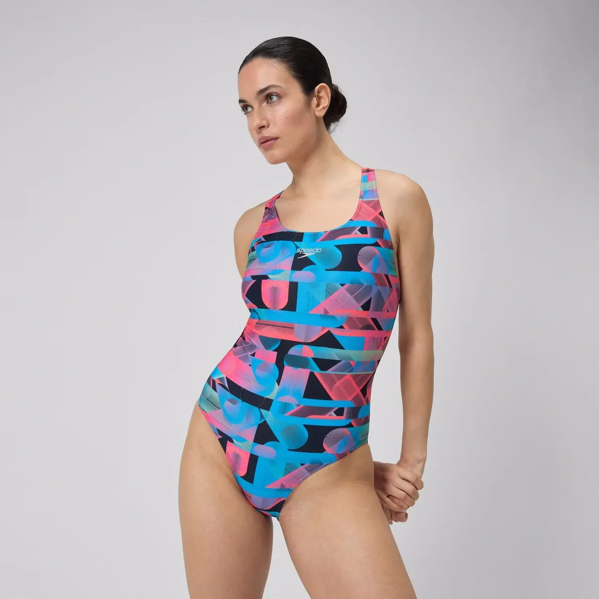 SPEEDO - Traje Baño Natación Mujer Speedo Digital Poweback Celeste