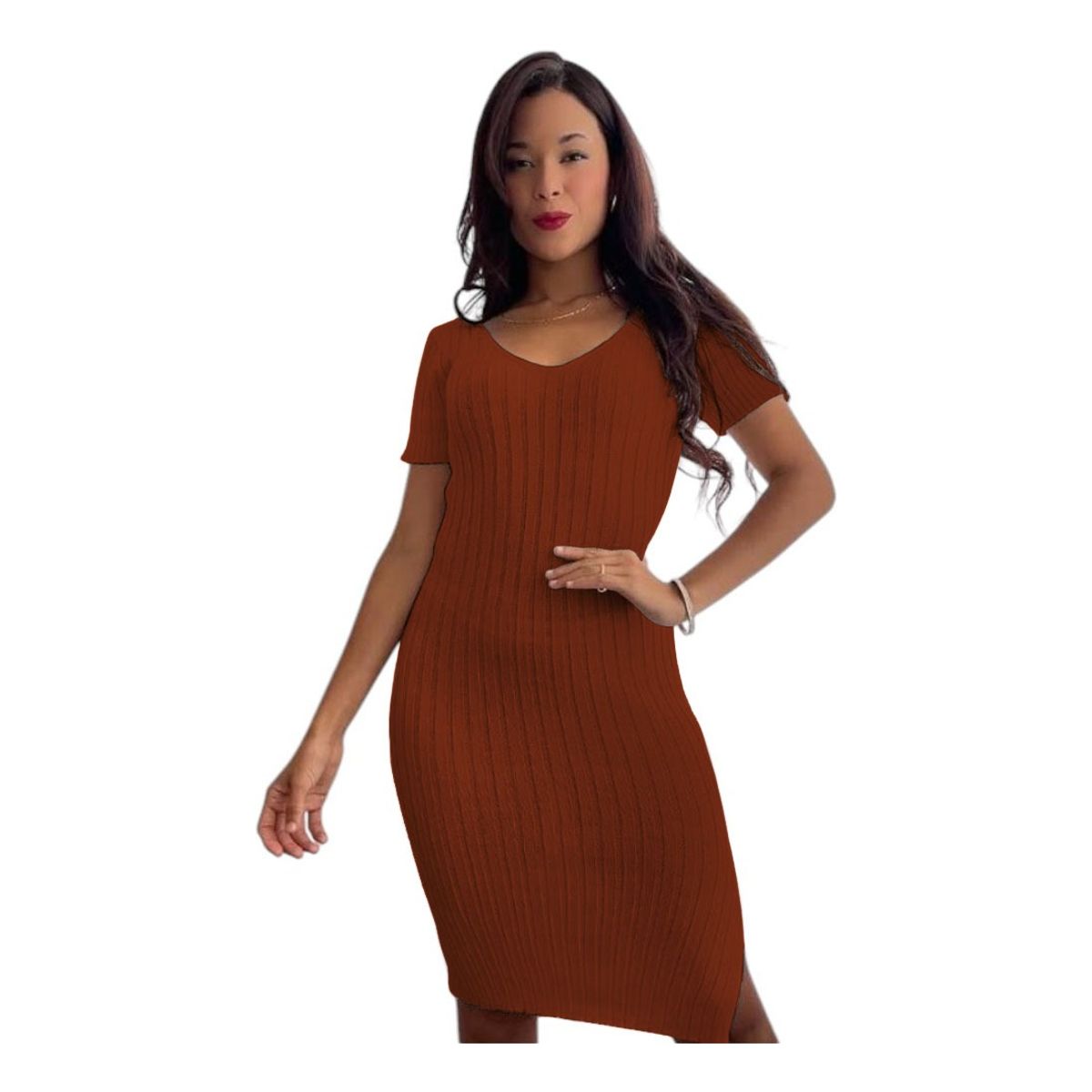 GENERICO - Vestido Chic Mujer Tejido Jilo Alpino G359-22 Color Marron
