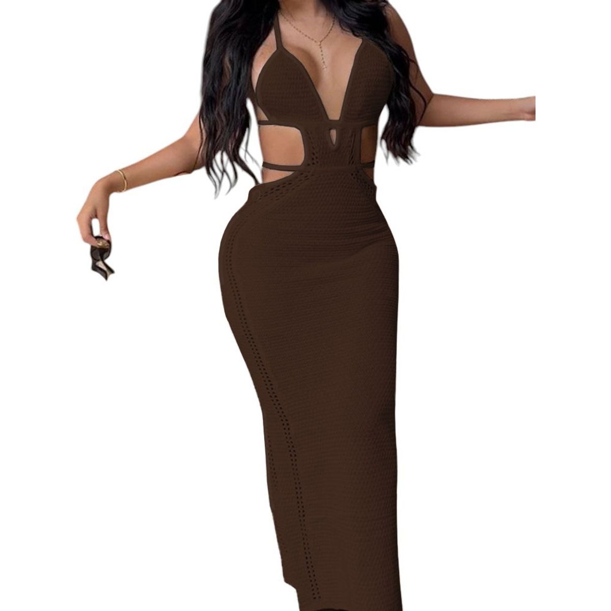 GENERICO - Vestido Luz De Estilo Mujer Tejido Jilo Alpino  G459-27 Color Marron