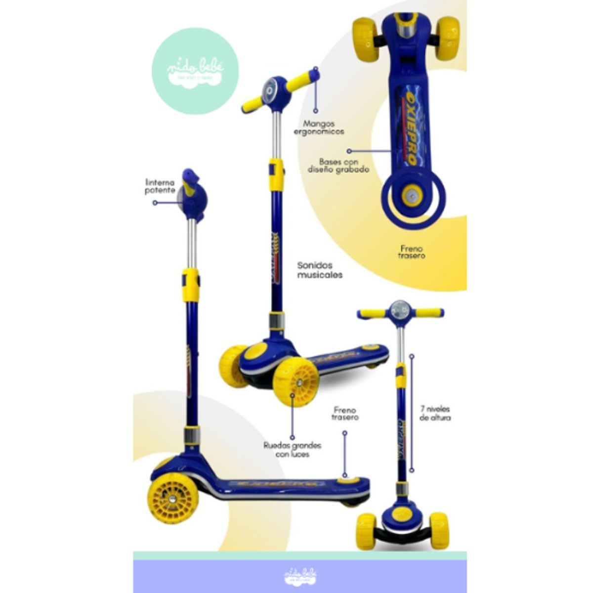 GENERICO - Scooter para niño con luces azul