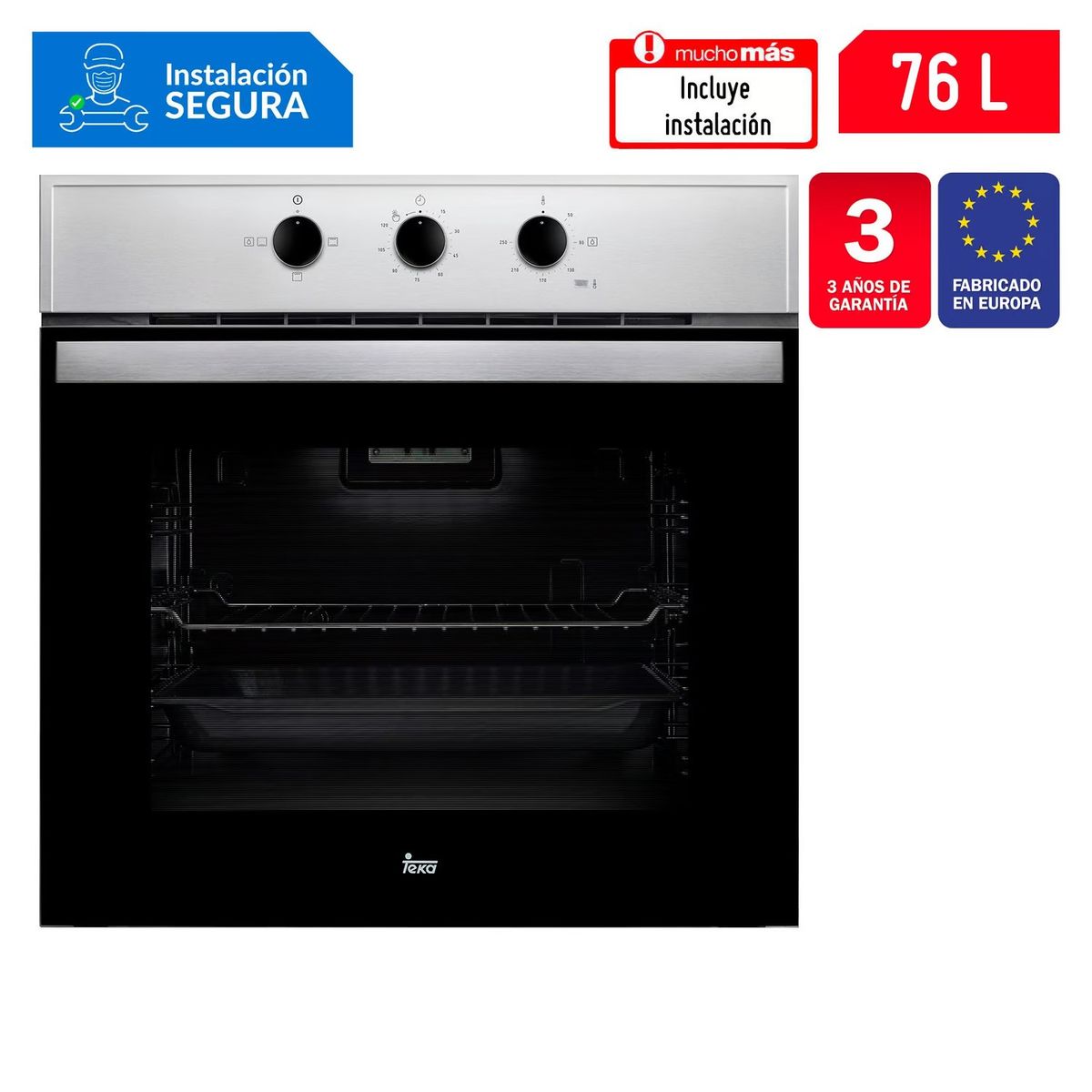 TEKA - Horno Empotrable Teka Eléctrico 76 Lt HBB 535 SS Plateado