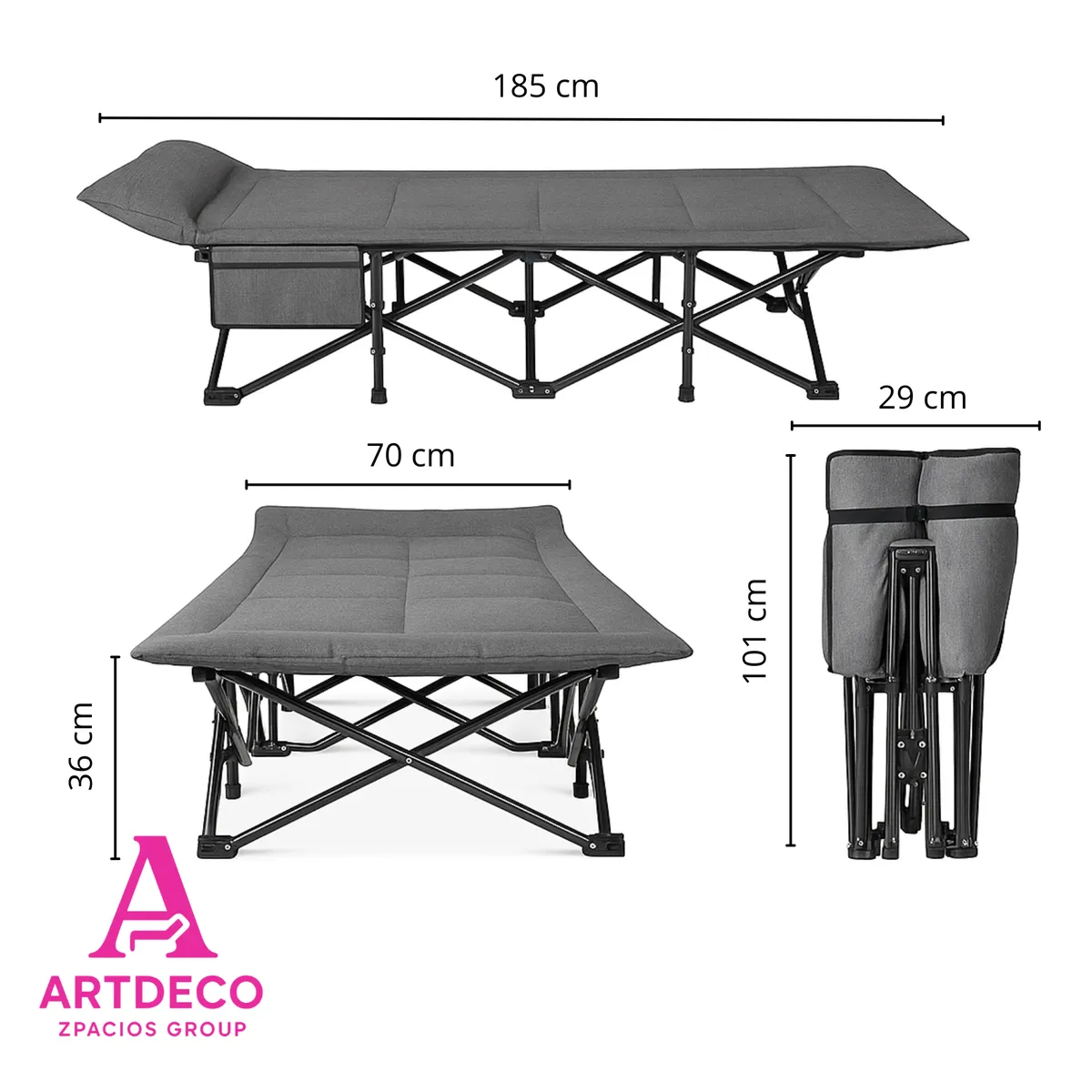 GENERICO - Cama Plegable Portátil con Almohadilla Integrada