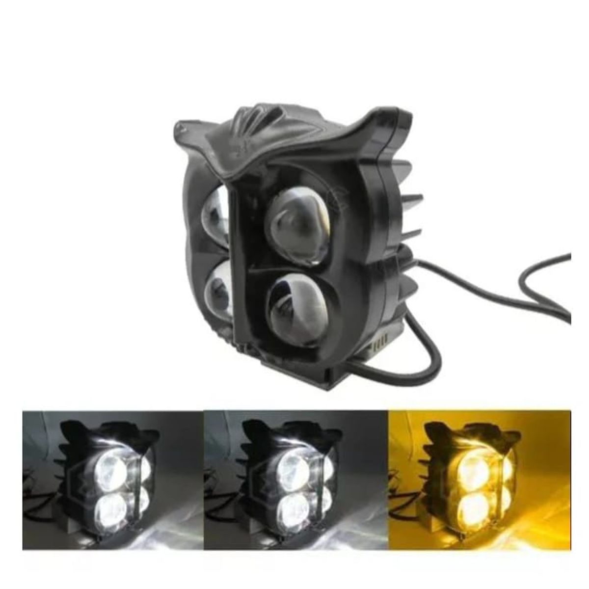 GENERICO - par Faros Leds Cuadrado Buho 4 Lupas Blanco-ambar 12-24v