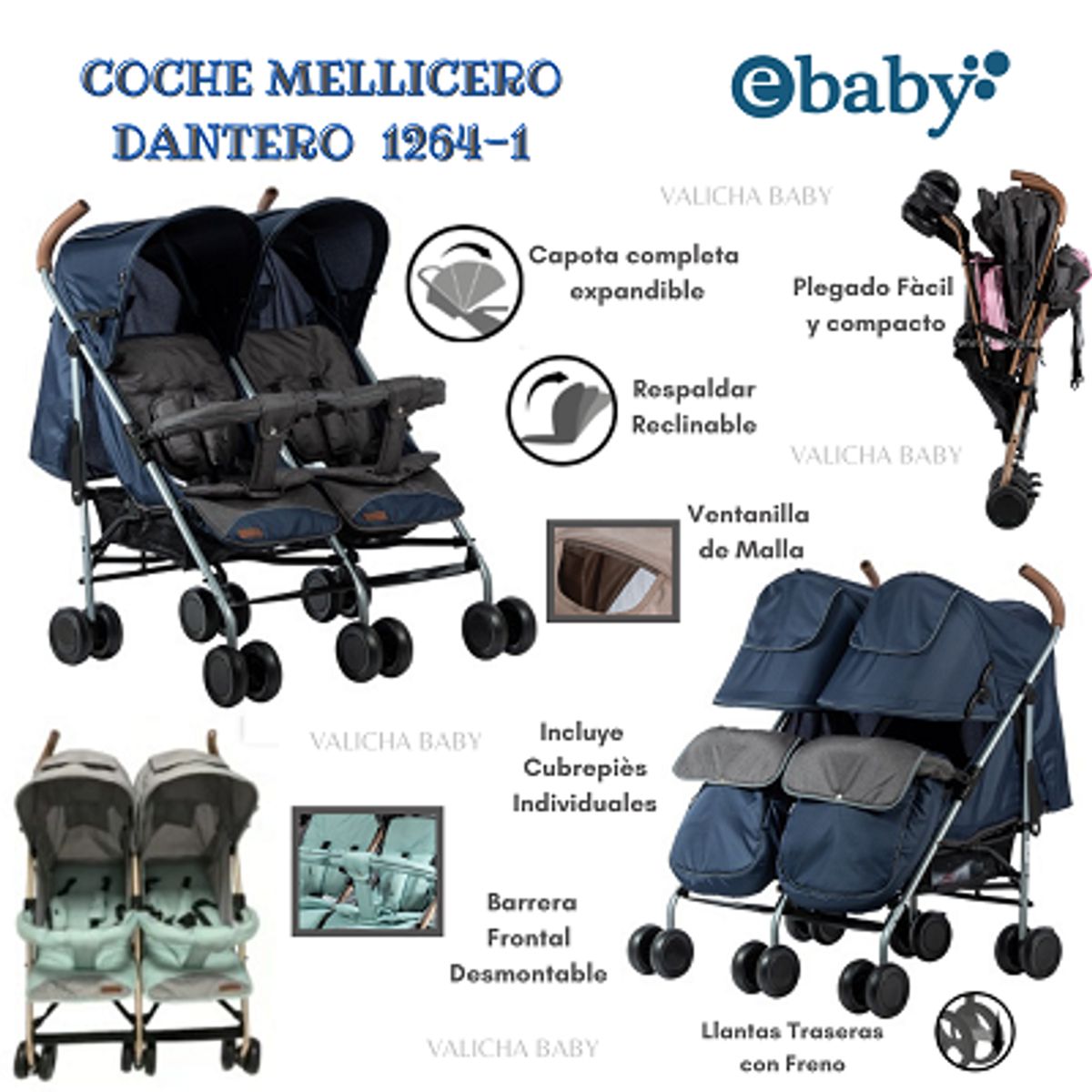 EBABY - COCHE MELLICERO EBABY DANTERO AZUL