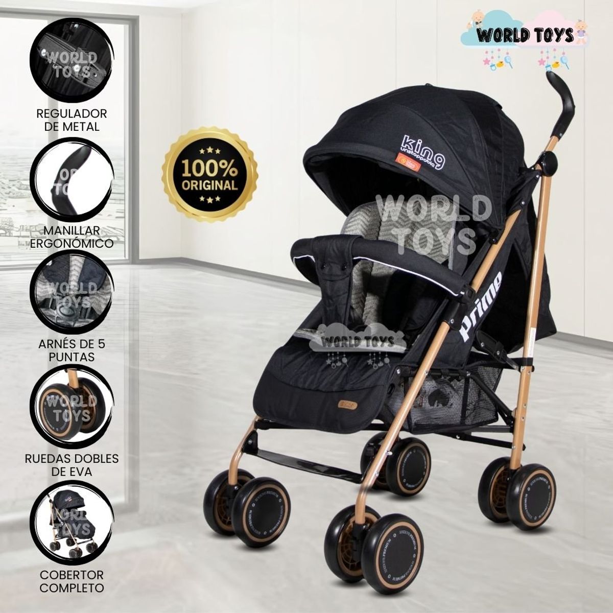 BAMBINO - Coche Bastón Deportivo «PRIME PLUS» Edición Limitada Black