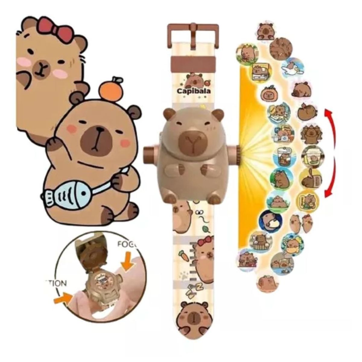 GENERICO - Capibara Reloj Electrónico Proyección 4d De 25 Imágene Niños