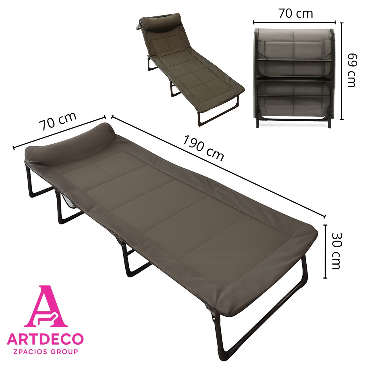 GENERICO - Cama Plegable Reclinable 4 niveles ajustables