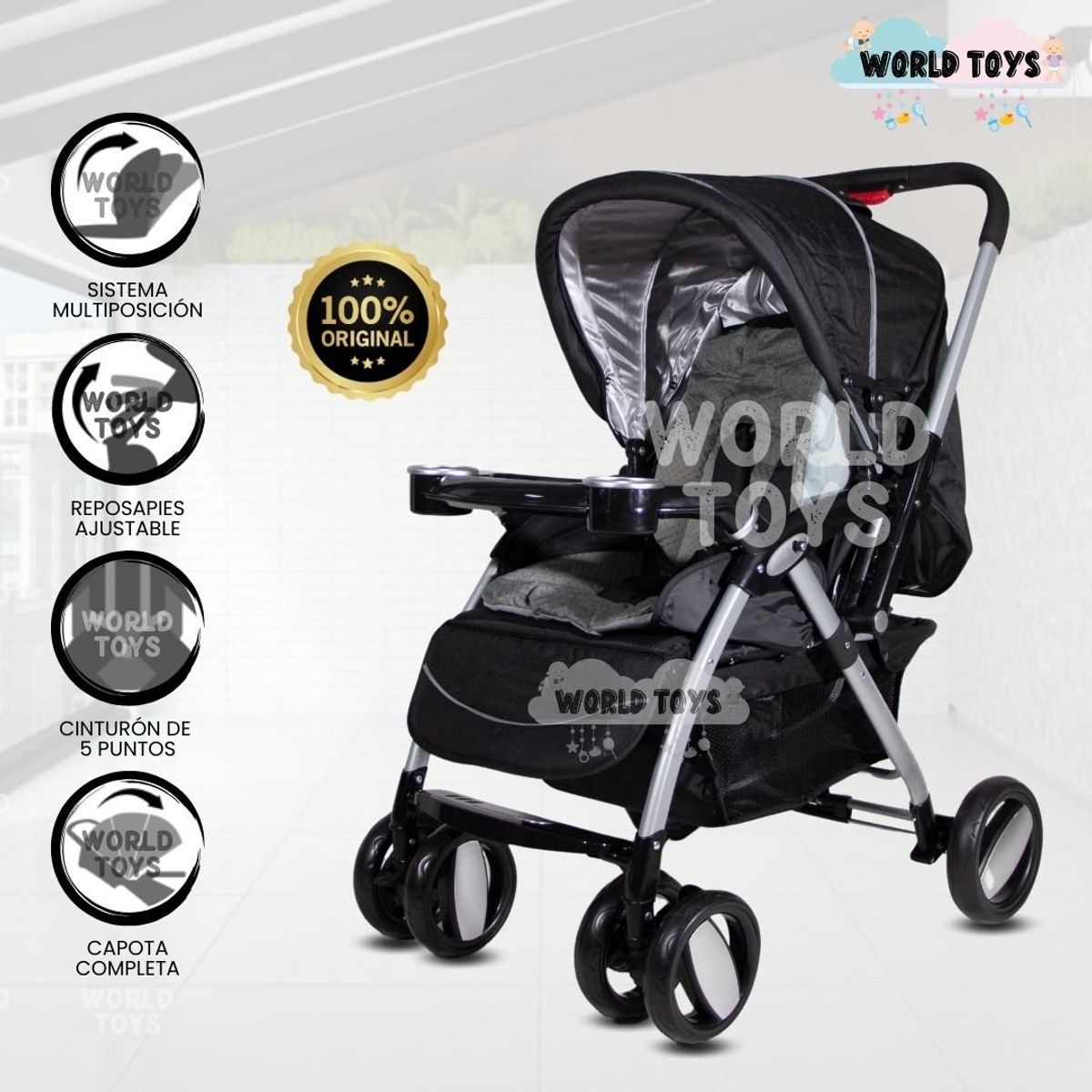 BAMBINO - Coche Cuna de Lujo «GALAXY» Edición Limitada Black