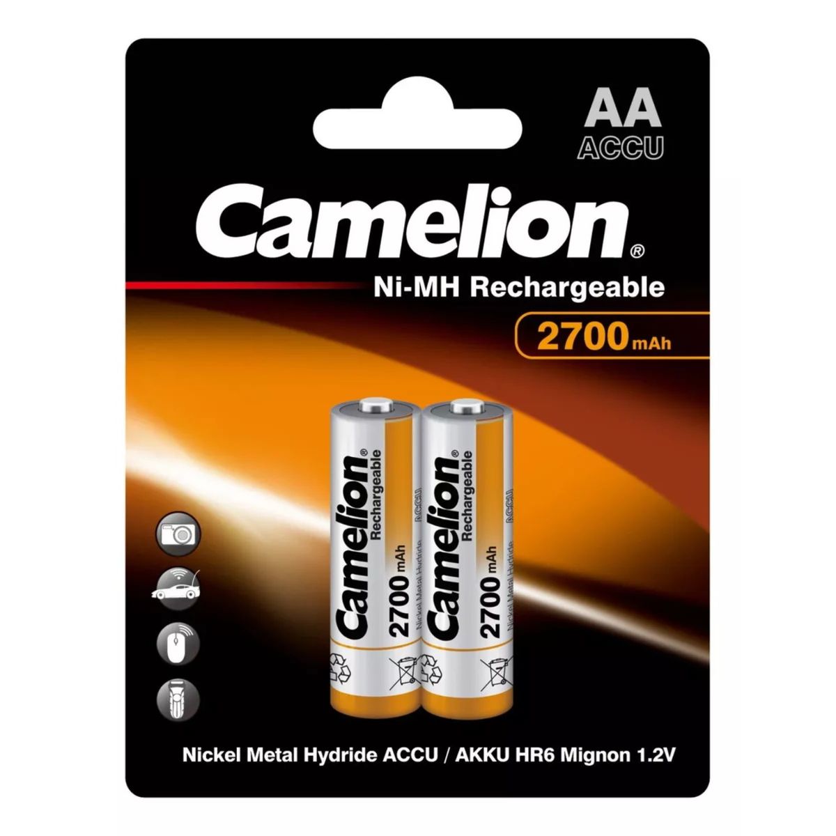 CAMELION - Pilas AA Recargables 2700mah Larga Duración 10 Años De Vida