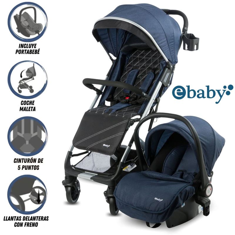 EBABY - Coche de Paseo Maleta «URBAN WAY» con Portabebé Blue