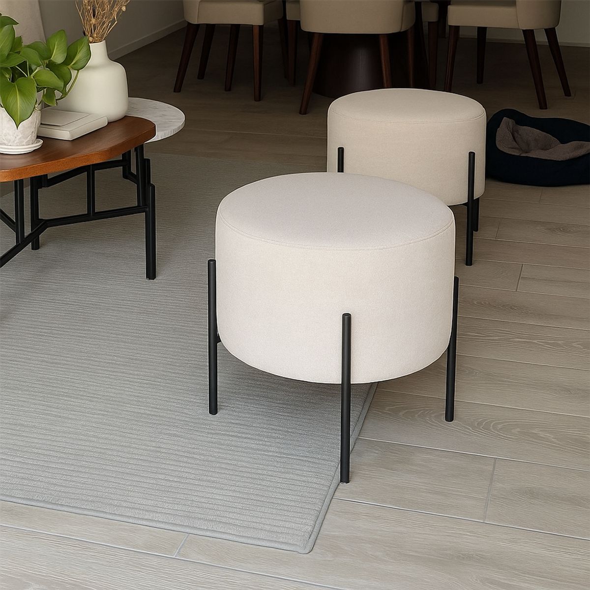 GENERICO - JUEGO DE PUFF CANDY CLASSIC BEIGE