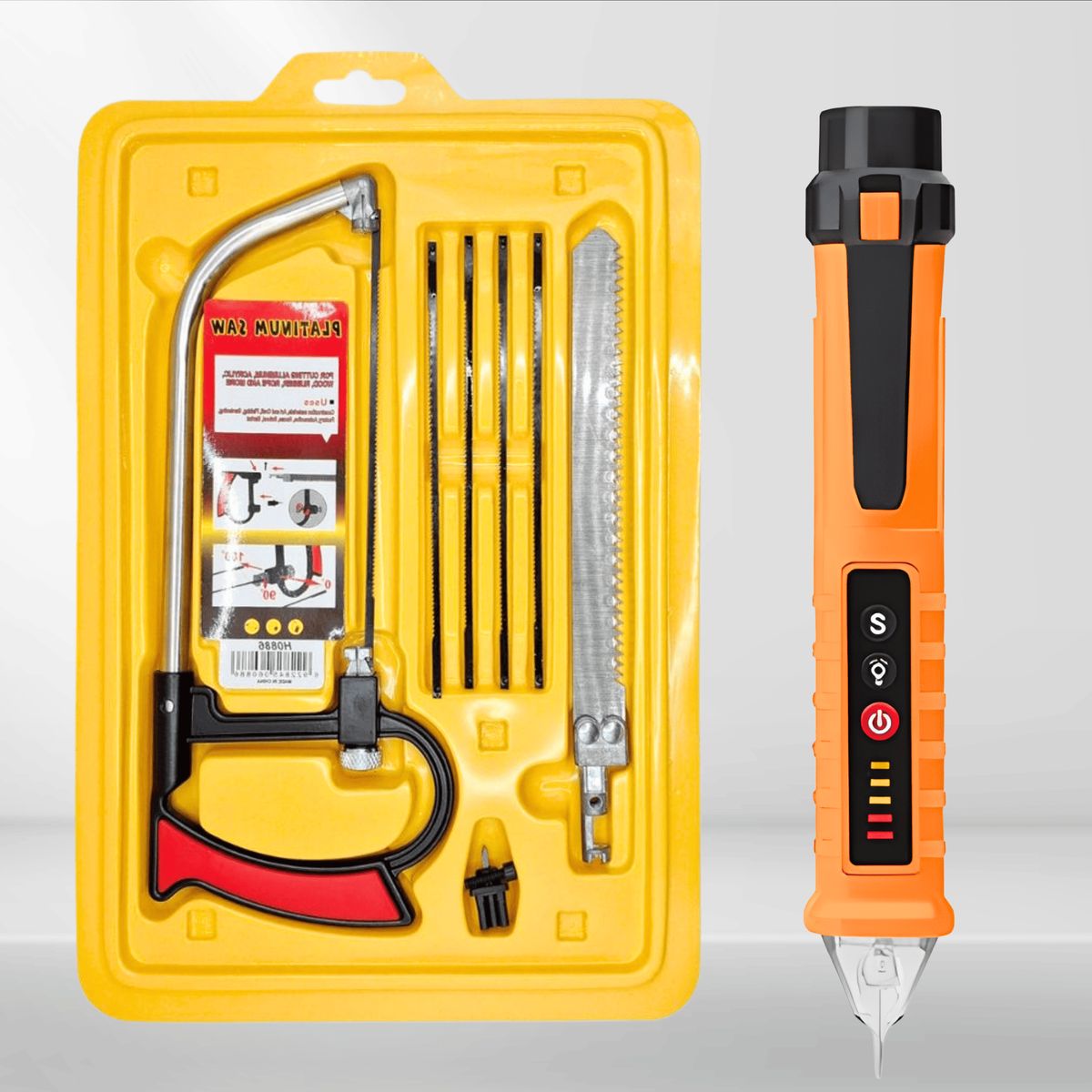 ROSH - Kit Esencial: Sierra Platino 8 en 1 y Medidor de Voltaje Tipo Lápiz