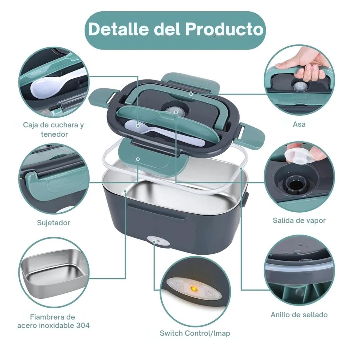 GENERICO - Lonchera eléctrica portátil para hogar, trabajo y auto de 1.5 L