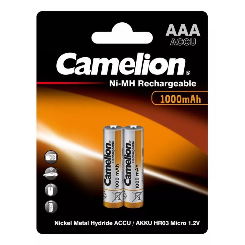 CAMELION - Pilas AAA Recargables 1000mah Larga Duración 10 Años De Vida