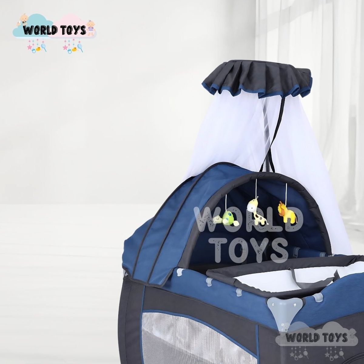 BABY - Cuna Corral «VIENA STOKKER» 2 en 1 Blue