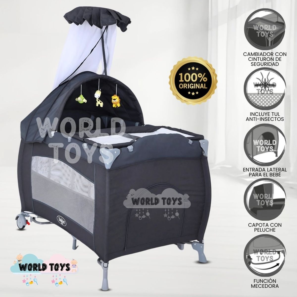 BABY - Cuna Corral «VIENA STOKKER» 2 en 1 Gray