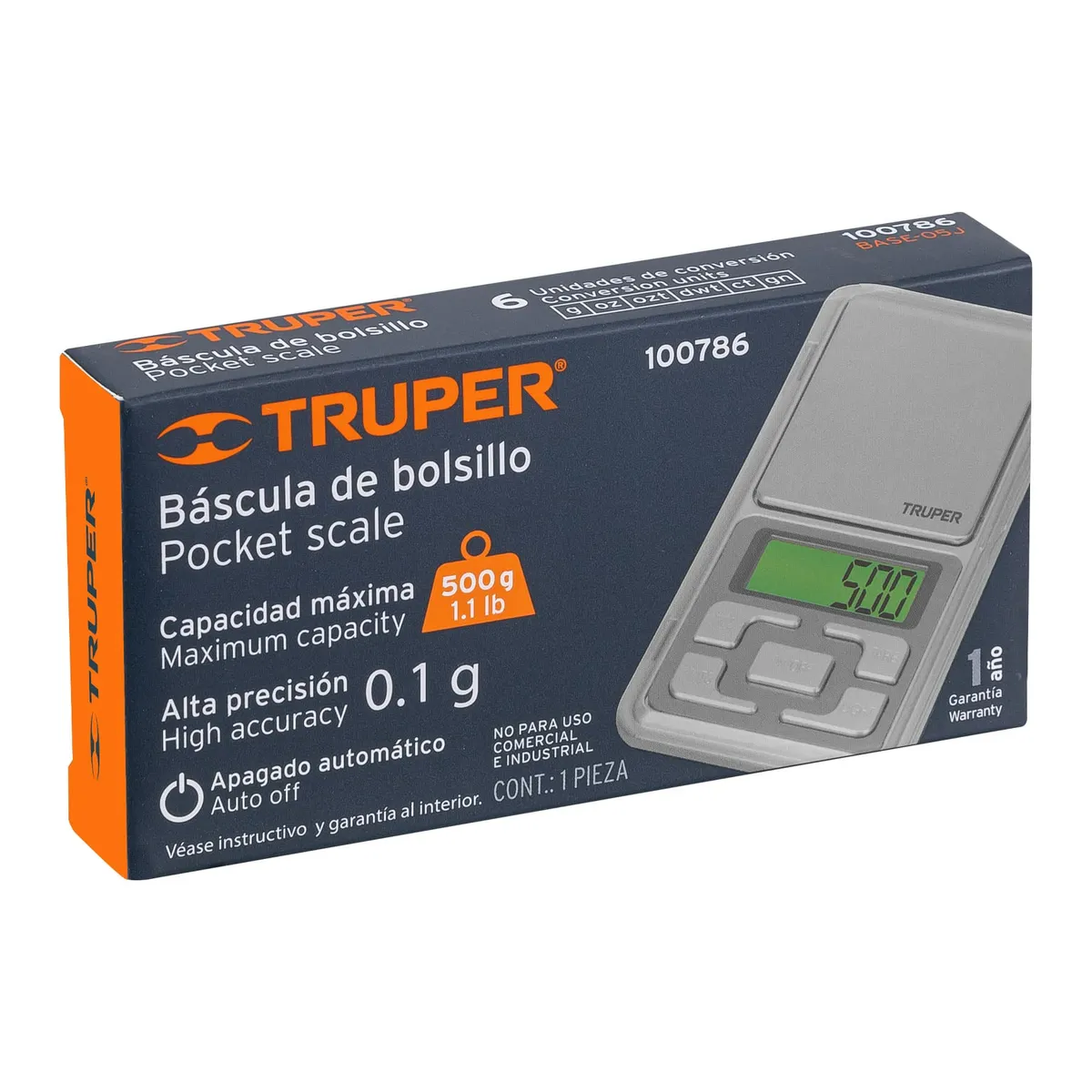 TRUPER - Balanza Electronica de Bolsillo Max 500 Gr