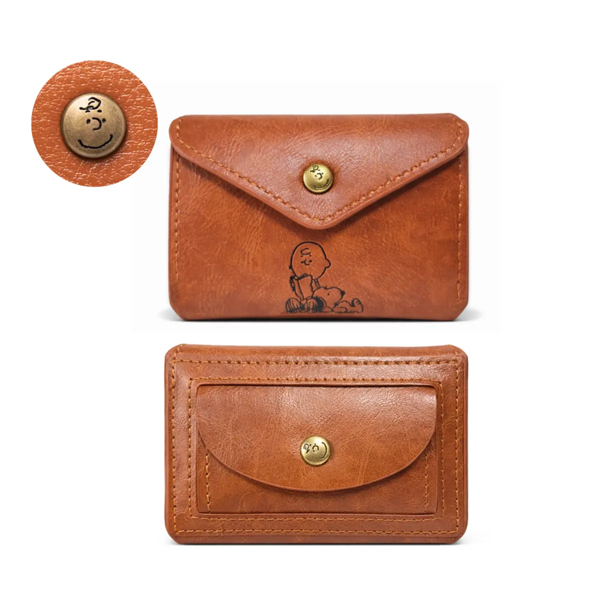 SNOOPY - SNOOPY BILLETERA CON MONEDERO Y TARJETERO - MARRÓN CAMEL