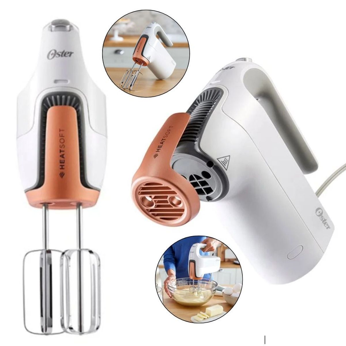 OSTER - Batidora de Mano Oster Tecnología HeatSoft  FPSTHMAMR