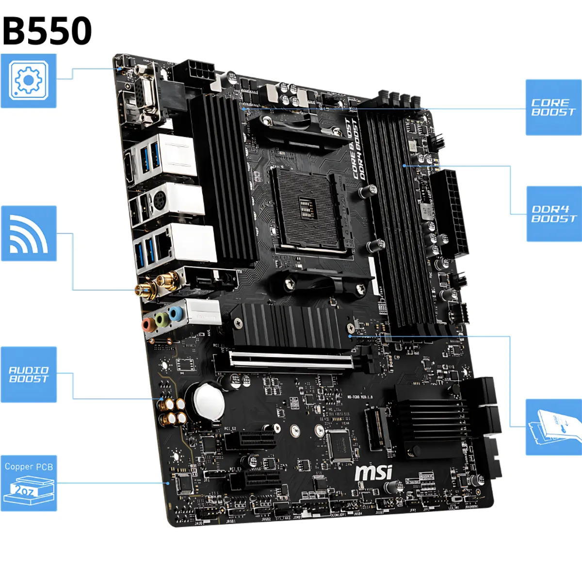 MSI - Motherboard MSI B550M PRO-VDH WIFI AMD B550 AM4 Socket