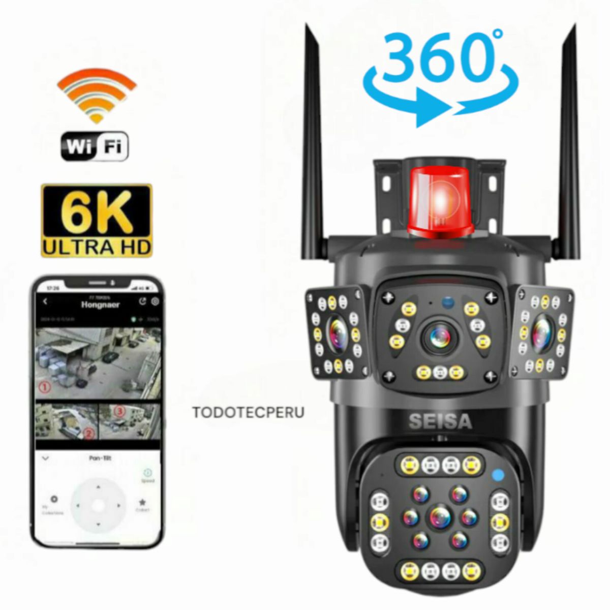 GENERICO - CAMARA IP DOMO 6K + 3 CAMARAS FIJAS 360g FULL HD P2P 1920x1080P