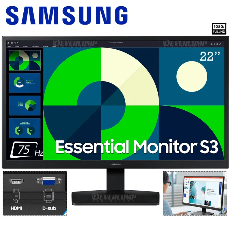 SAMSUNG - Monitor Samsung 22″ LS22D310EALXPE Full HD 75Hz HDMI