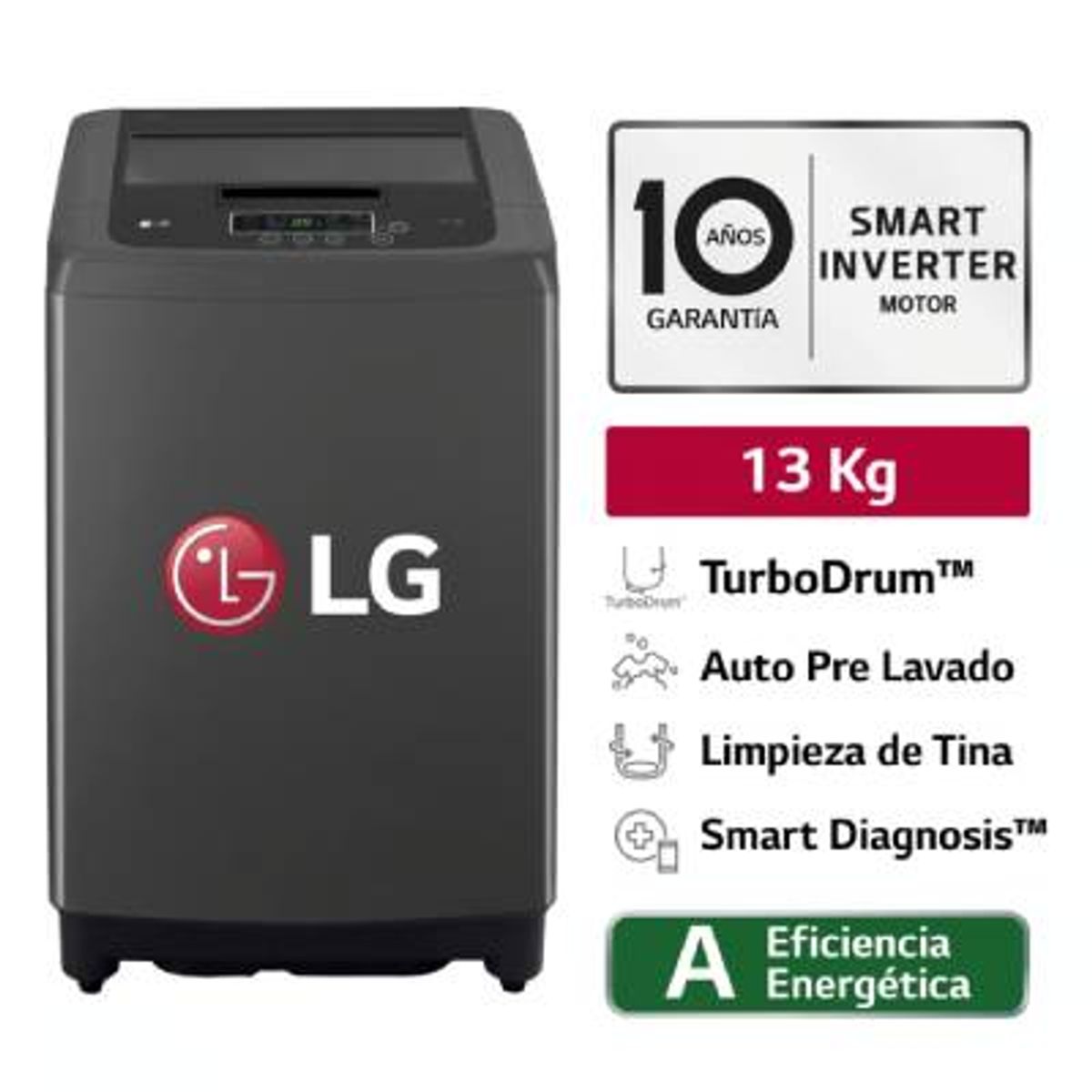 LG - Lavadora LG 13 kg Carga Superior WT13BPBK Negro