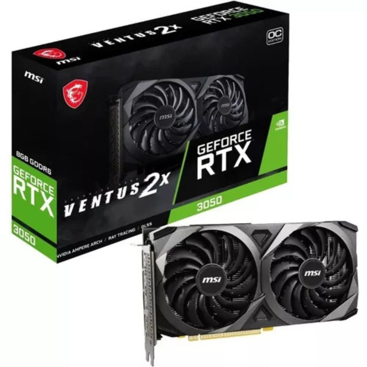 MSI - TARJETA DE VIDEO MSI 6GB GDDR6 P/N: RTX 3050 VENTUS 2X 6G OC