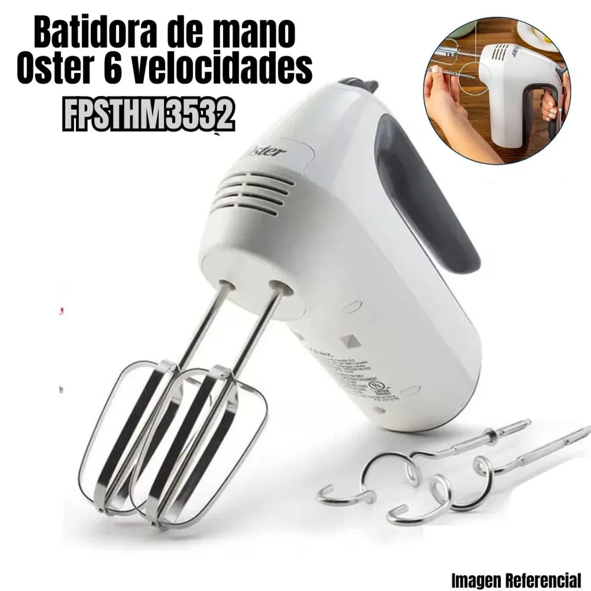 OSTER - Batidora de Mano Oster con 6 velocidades + Función Turbo - FPSTHM3532