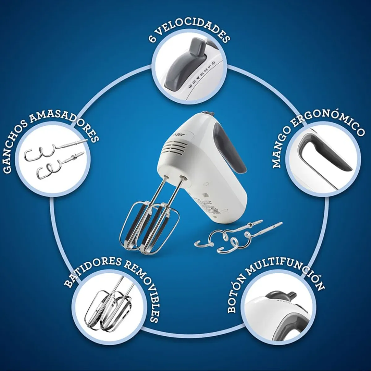 OSTER - Batidora de Mano Oster con 6 velocidades + Función Turbo - FPSTHM3532