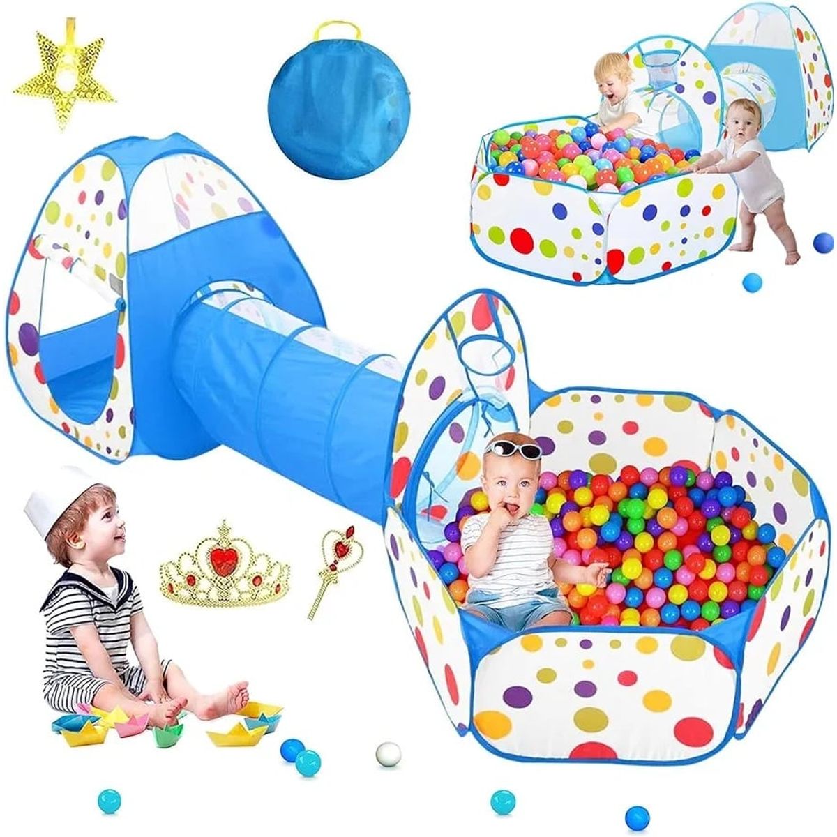 GENERICO - CARPA CIRCUITO 3 EN 1 CON TUNEL FLEXIBLE PARA NIÑOS