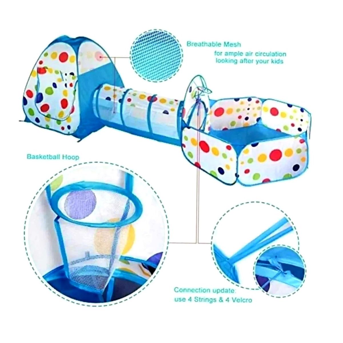 GENERICO - CARPA CIRCUITO 3 EN 1 CON TUNEL FLEXIBLE PARA NIÑOS