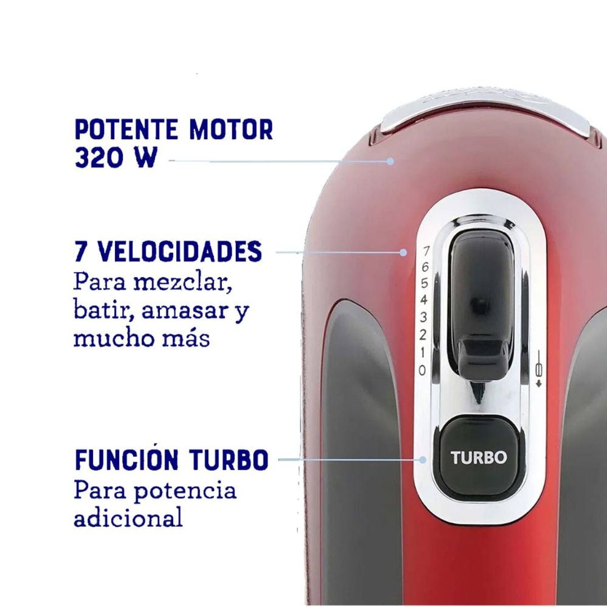 OSTER - Batidora Oster de Mano 7 Velocidades Rojo FPSTHM360R