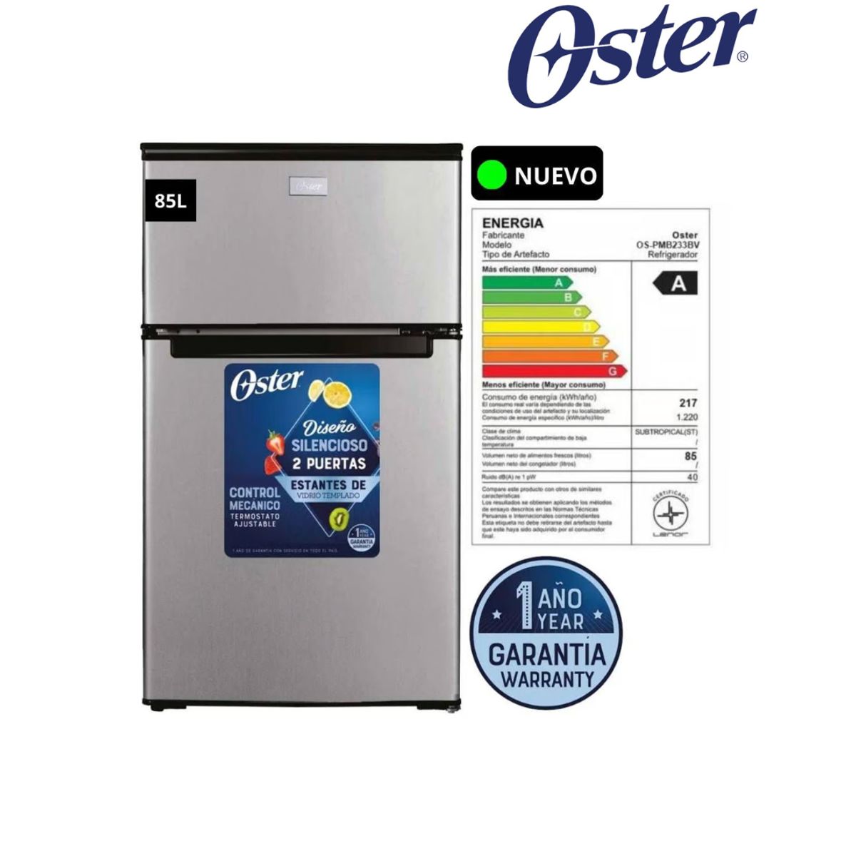 OSTER - Frigobar OSTER 85L OS-PMB233BV Silver