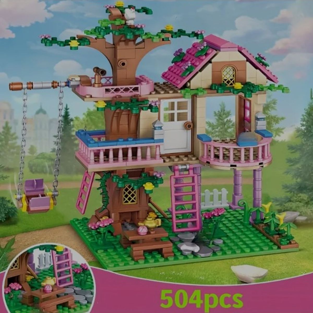 GENERICO - PAPUJIS TOYS - BLOQUES DE CONSTRUCCIÓN CASA DEL ARBOL -  504 PCS