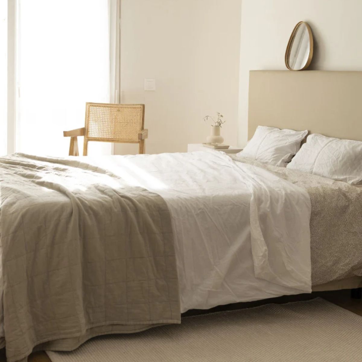 VENTITAS HOME - Cabecera 2 Plazas de Cuero Color Arena Eleonor Ventitas Home