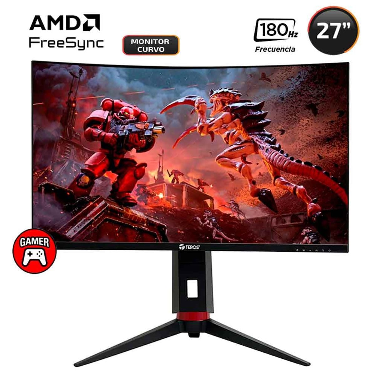 TEROS - Monitor Gamer Curvo Teros 27 180Hz 1MS FHD VA Vesa FreeSync TE-2766G