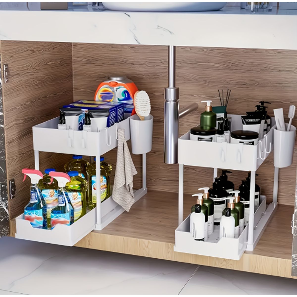 GENERICO - Organizador de 2 niveles Repisas Cocina Baño BLANCO