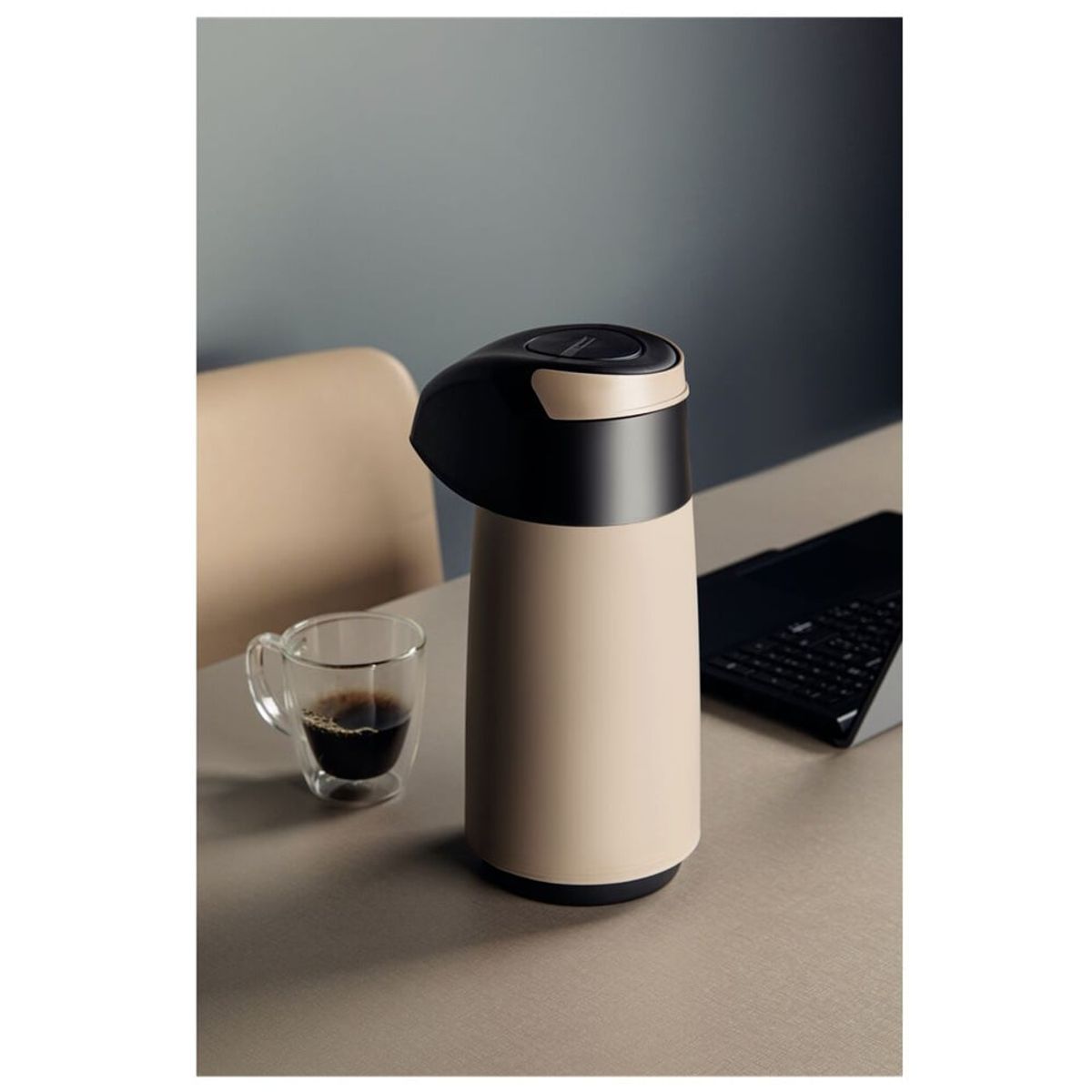 TRAMONTINA - TERMO TRAMONTINA CON SIFÓN 1LT BEIGE CON NEGRO