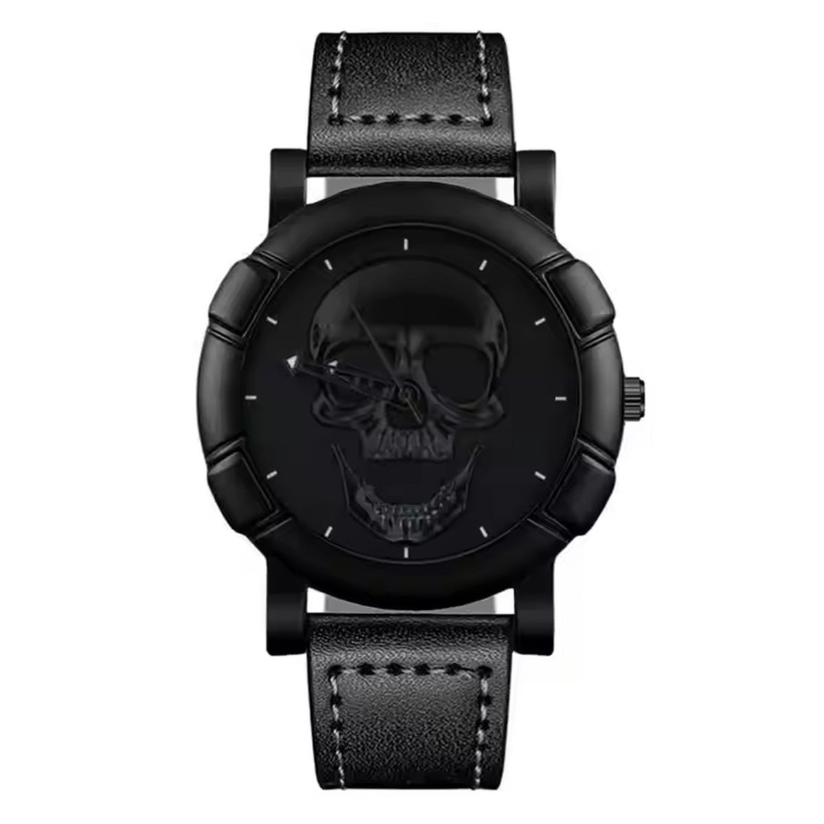 GENERICO - RELOJ CUERO NEGRO HOMBRE CALAVERA SKULL