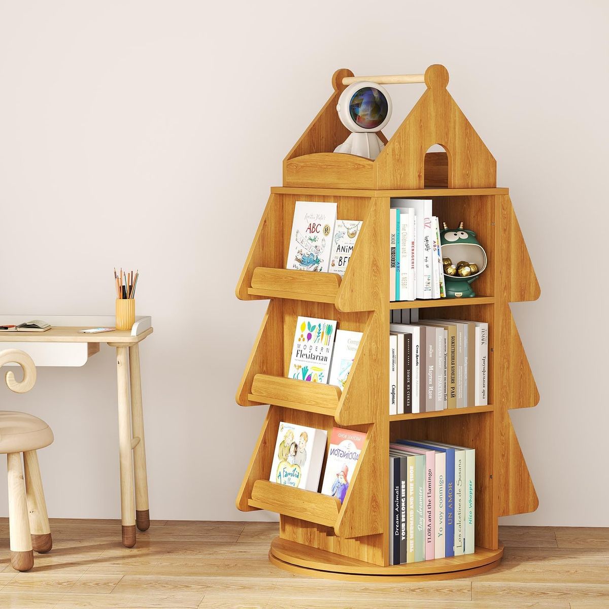 DIBA MUEBLES - Librero Infantil Giratorio Kaito Madera Armado DIBA Muebles