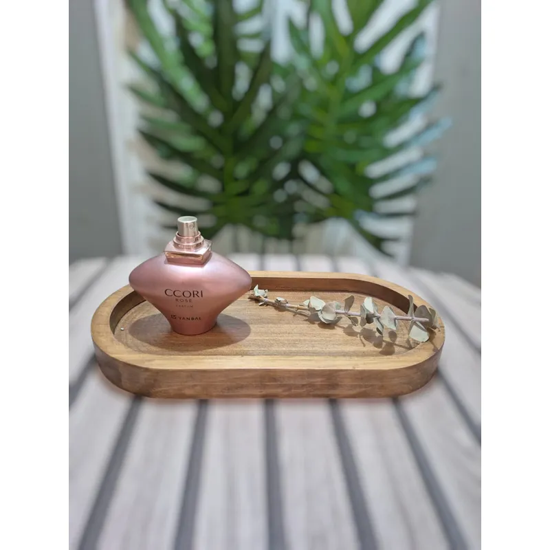 GENERICO - Bandeja Ovalada Rústica Madera 15 x 13 x 2.5 cm