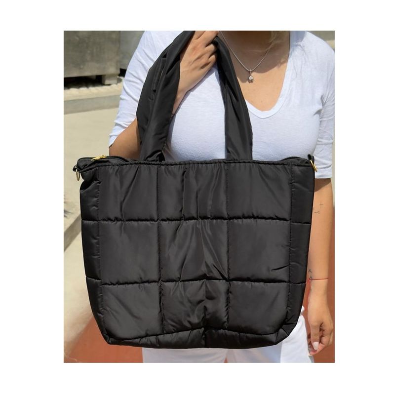 MORITA BAG STORE - BOLSO PUFFER MUJER UNIVERSITARIO NEGRO